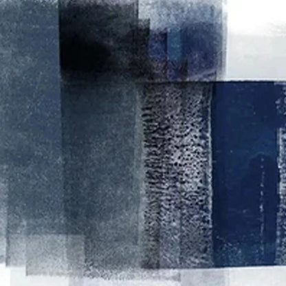 BLUE ABSTRACT TRIPTYCH: Abstract Painting Set of 3 | rectangular format, hand-painted canvas edge