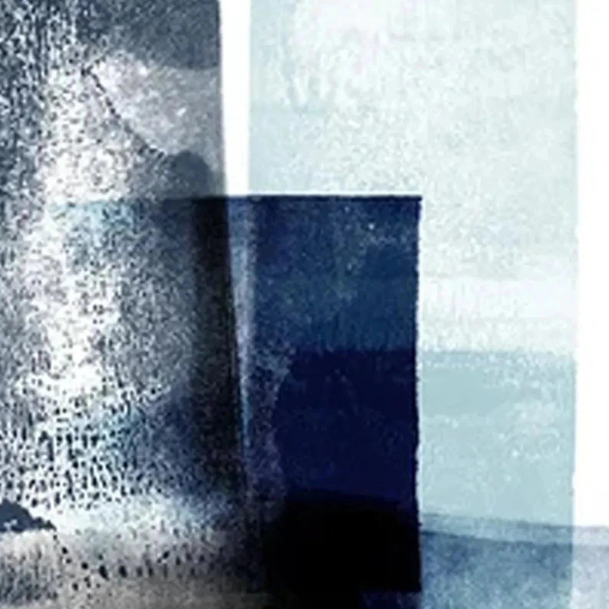 BLUE ABSTRACT TRIPTYCH: Abstract Painting Set of 3 | black frame version on white wall