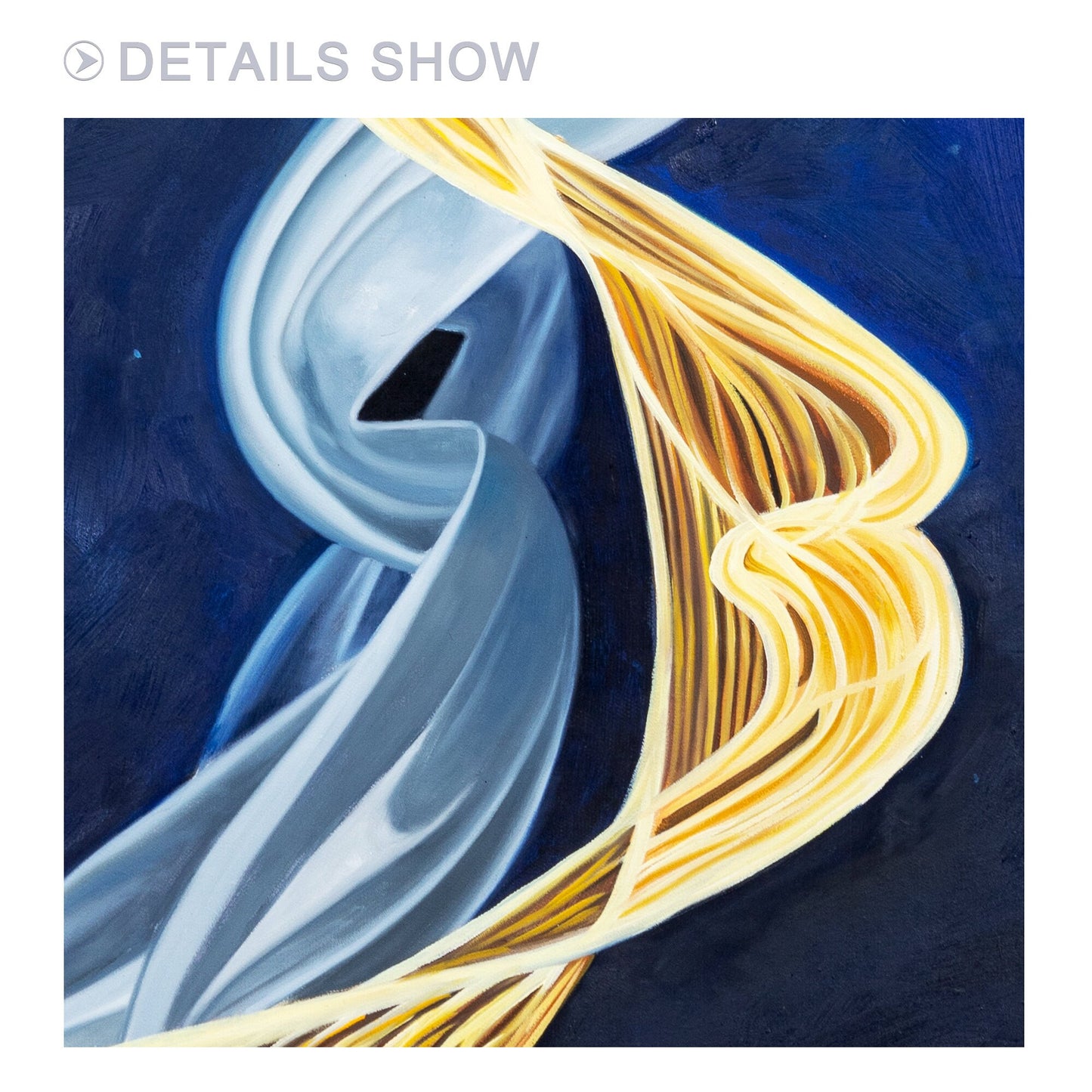 Blue and Gold Abstract Ribbon Painting: Luxury Framed Canvas Wall Art #3