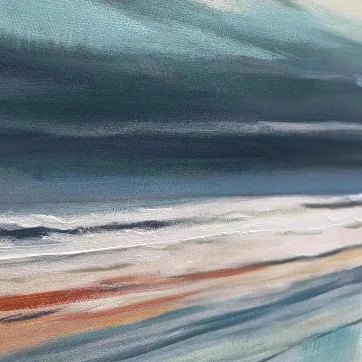 Blue Beachscape Oil Painting - Serene Coastal Decor | rolled canvas, ready for custom framing