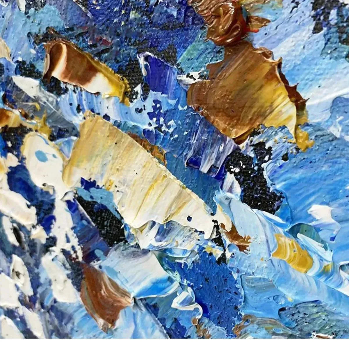 BLUE DUNES: Coastal Landscape Painting with Blue Flowers | rectangular format, hand-painted canvas edge