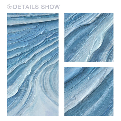 Blue Gray Abstract Impasto Painting: Framed Minimalist Wall Art #6