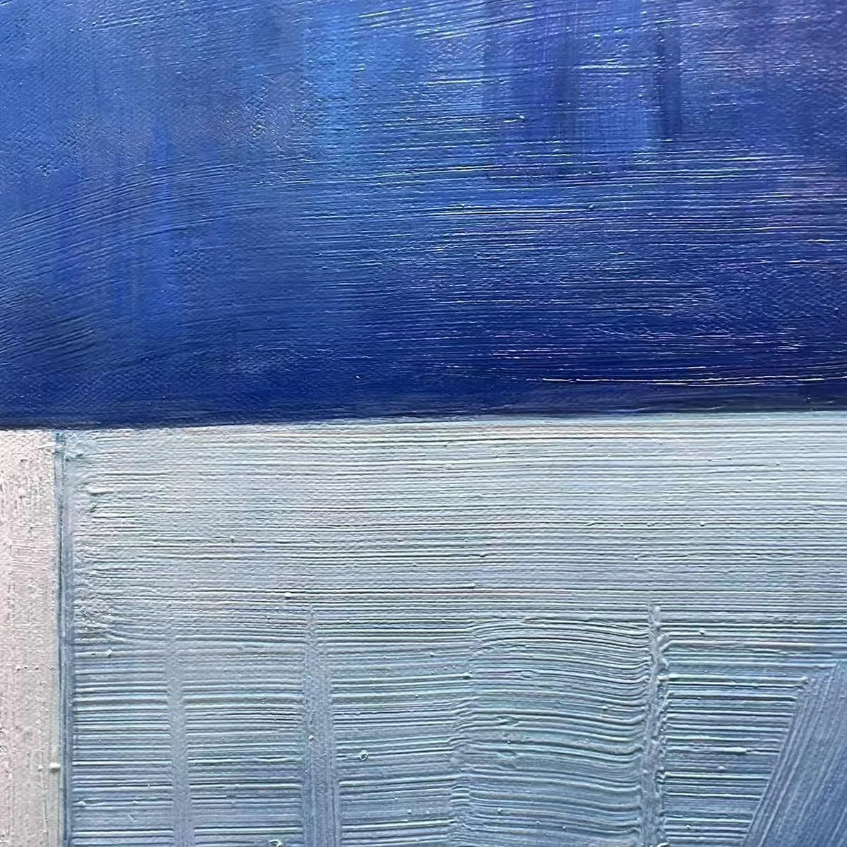 BLUE HARMONY: Minimalist Geometric Abstract Acrylic Painting | rectangular format, hand-painted canvas edge