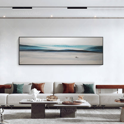 Blue Mountain Landscape Painting: Abstract Canvas Wall Art #14