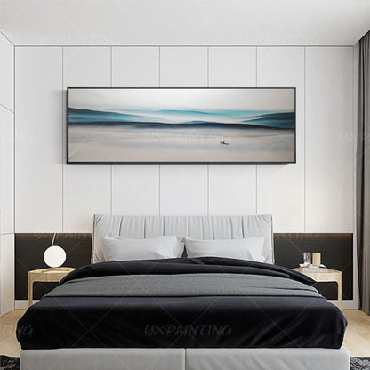 Blue Mountain Landscape Painting: Abstract Canvas Wall Art #15