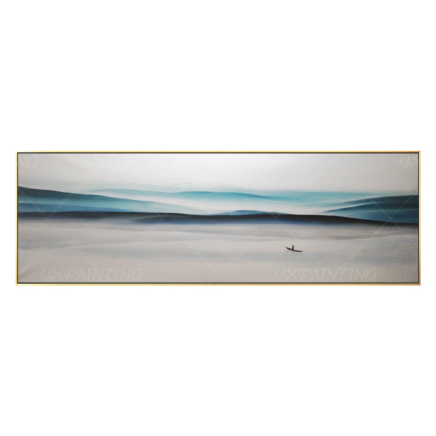 Blue Mountain Landscape Painting: Abstract Canvas Wall Art #16