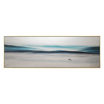 Blue Mountain Landscape Painting: Abstract Canvas Wall Art #16