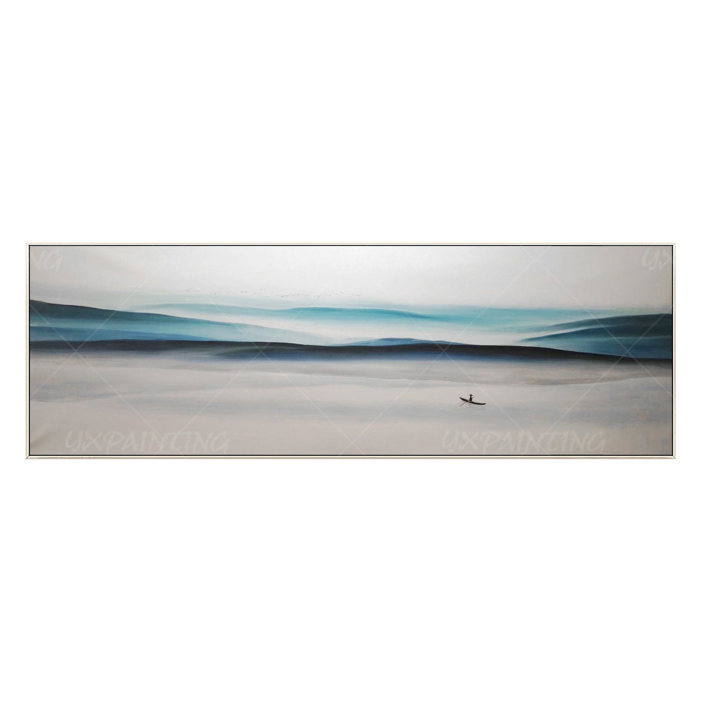 Blue Mountain Landscape Painting: Abstract Canvas Wall Art #17