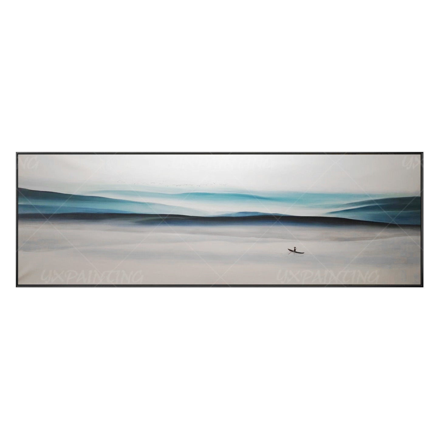 Blue Mountain Landscape Painting: Abstract Canvas Wall Art #18