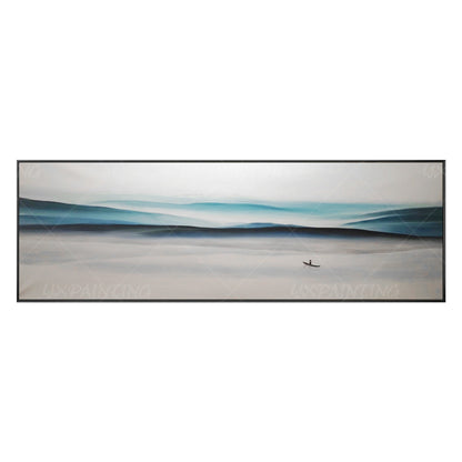 Blue Mountain Landscape Painting: Abstract Canvas Wall Art #18