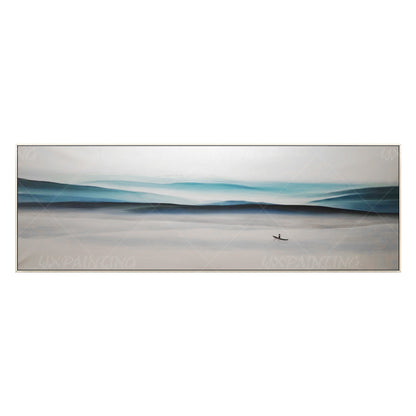 Blue Mountain Landscape Painting: Abstract Canvas Wall Art #7