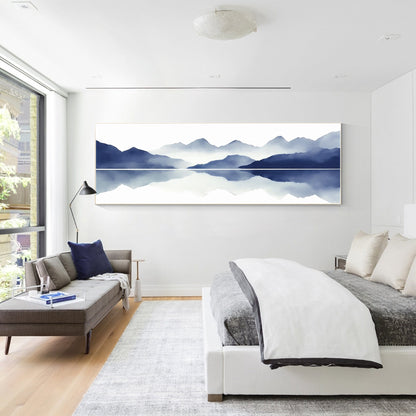Blue Mountain Painting On Canvas Original Long Narrow Horizontal Wall Art Decor, #5