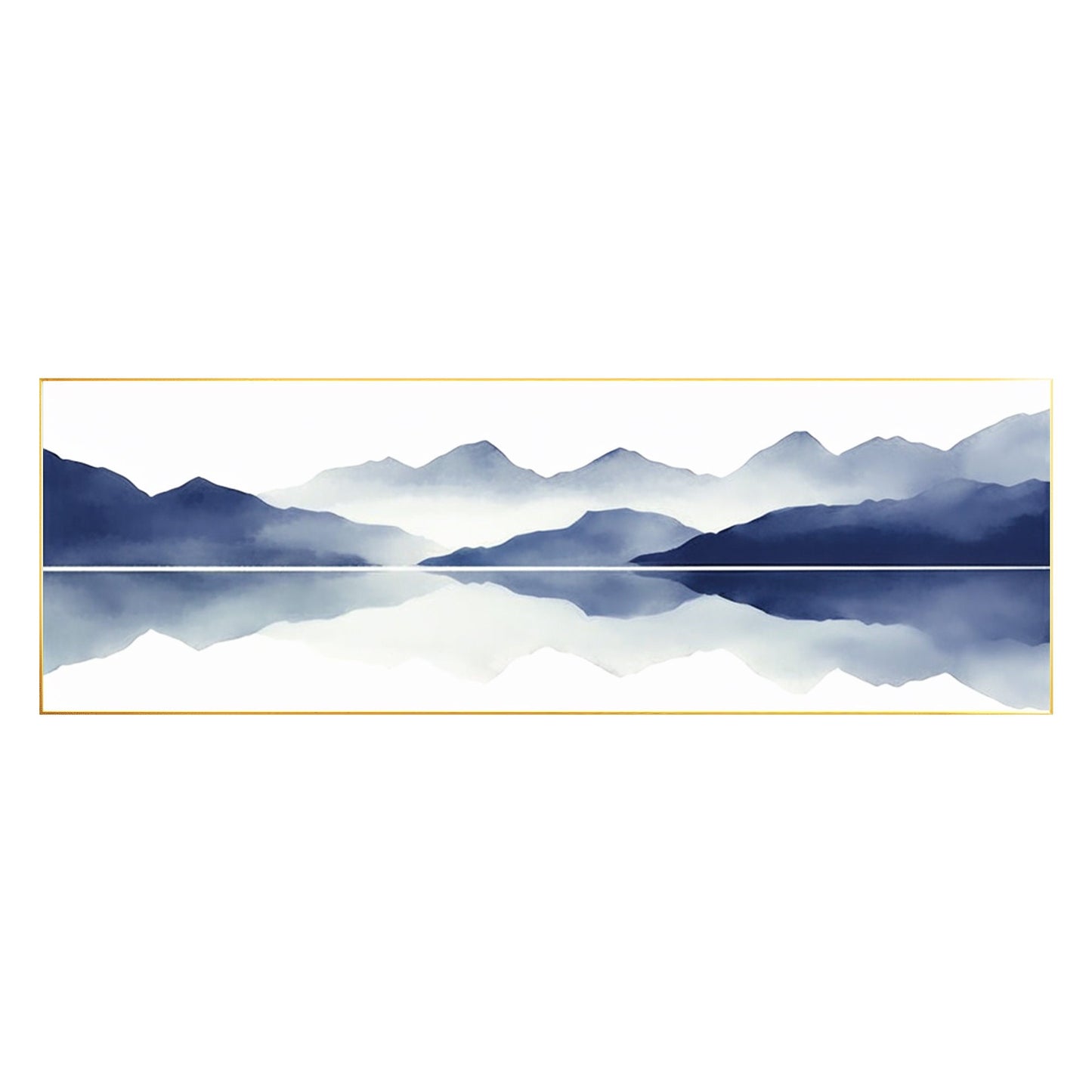 Blue Mountain Painting On Canvas Original Long Narrow Horizontal Wall Art Decor, #7