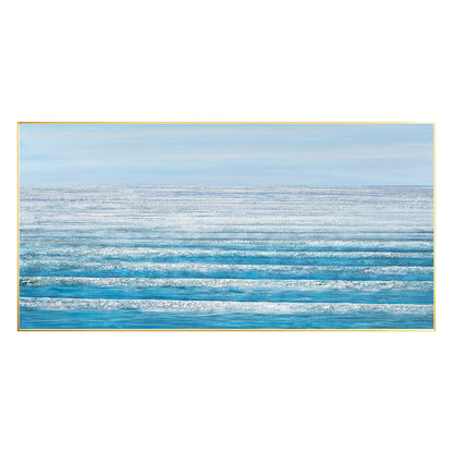 Blue Ocean Landscape Painting On Canvas Original, Seascape Painting Horizontal W #7