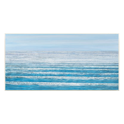 Blue Ocean Landscape Painting On Canvas Original, Seascape Painting Horizontal W #8