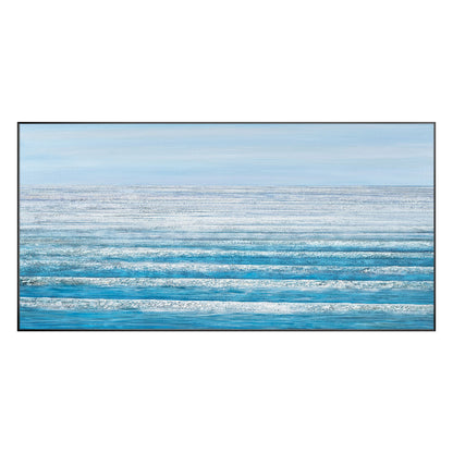 Blue Ocean Landscape Painting On Canvas Original, Seascape Painting Horizontal W #9