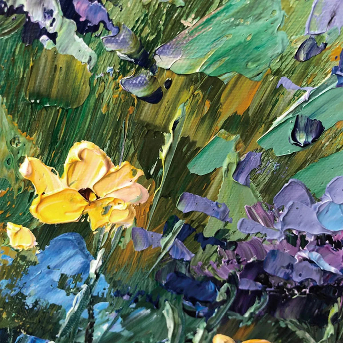 BLUE RIDGE DAWN: Landscape Oil Painting with Hydrangeas | rectangular format, hand-painted canvas edge