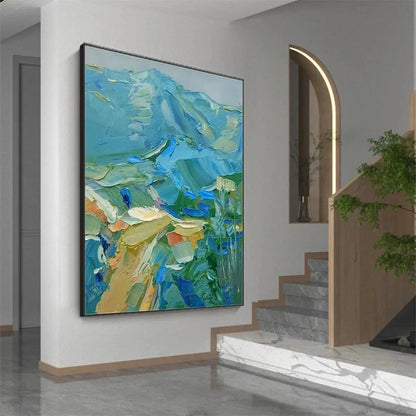 BLUE RIDGE MOUNTAINS: Textured Impasto Mountain Landscape | textured impasto mood, soft natural light studio shot