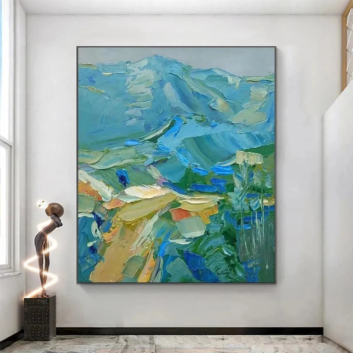 BLUE RIDGE MOUNTAINS: Textured Impasto Mountain Landscape | blue palette, original office art