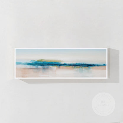 Blue Teal Ocean Abstract Painting Long Narrow Horizontal Seascape Art Coastal Pa #7