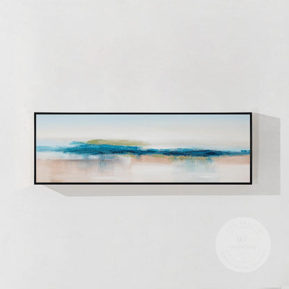 Blue Teal Ocean Abstract Painting Long Narrow Horizontal Seascape Art Coastal Pa #8