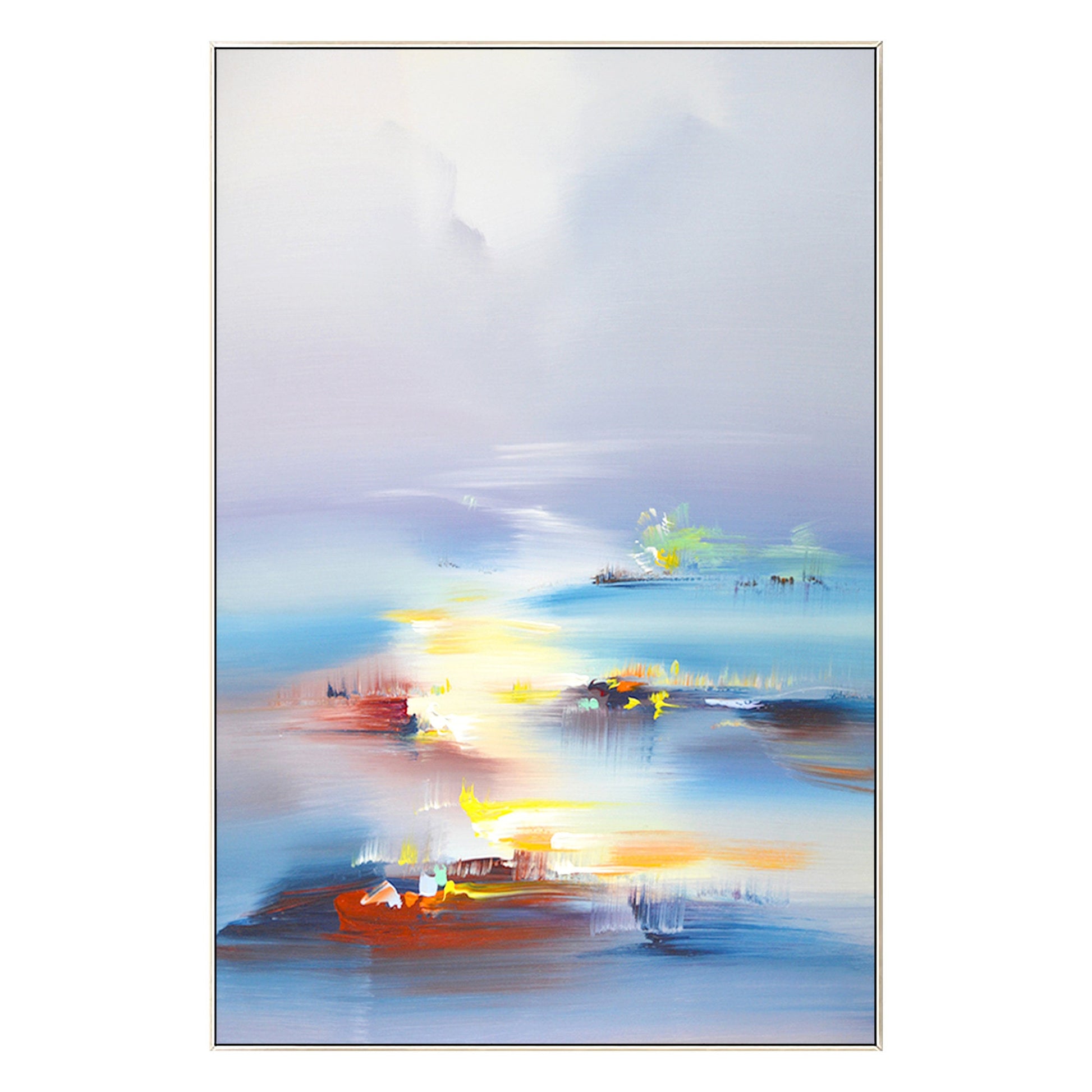 Blue Vermeil Orange Abstract Painting on Canvas, Original Landscape Painting, Ve #8