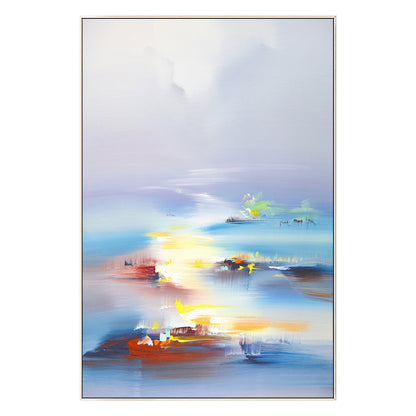 Blue Vermeil Orange Abstract Painting on Canvas, Original Landscape Painting, Ve #8