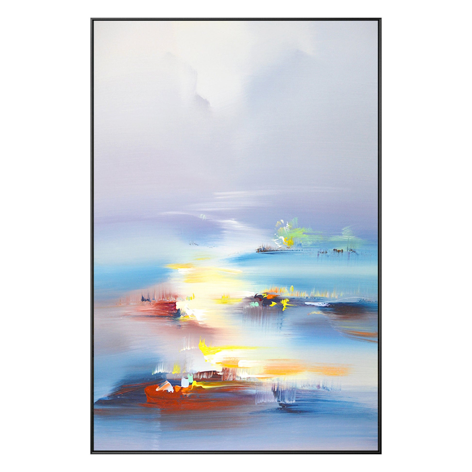 Blue Vermeil Orange Abstract Painting on Canvas, Original Landscape Painting, Ve #9