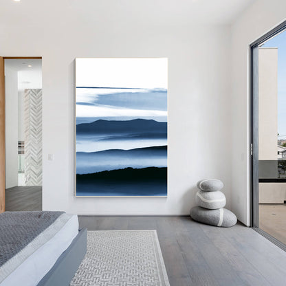 Blue Watercolor Mountain Painting: Abstract Minimalist Wall Art #2
