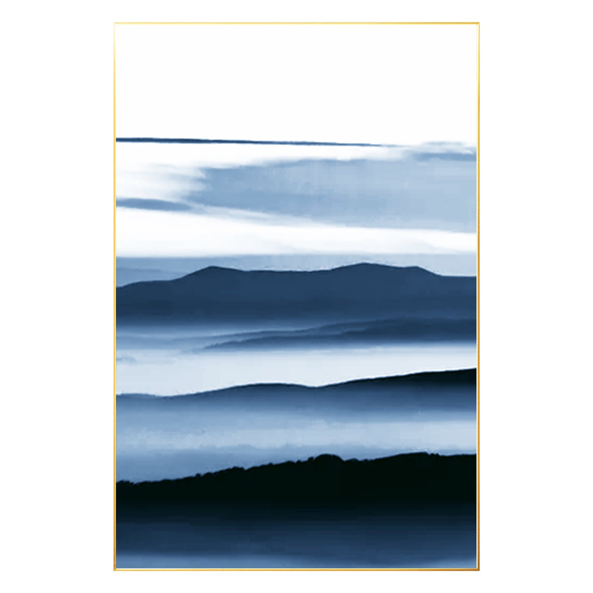 Blue Watercolor Mountain Painting: Abstract Minimalist Wall Art #7