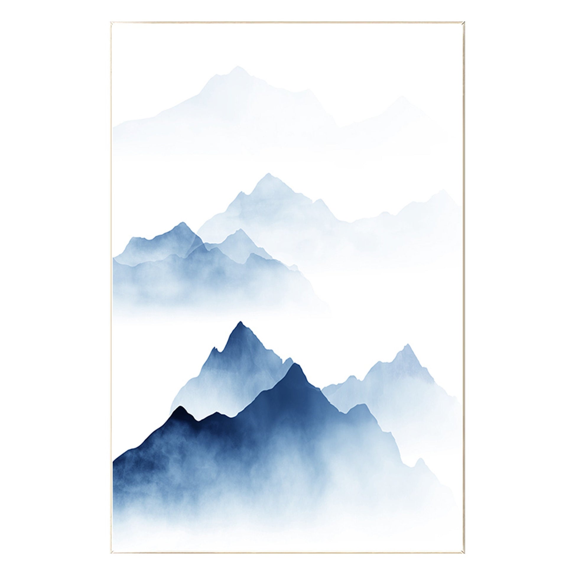 Blue Watercolor Mountain Painting: Minimalist Landscape Canvas Art #8
