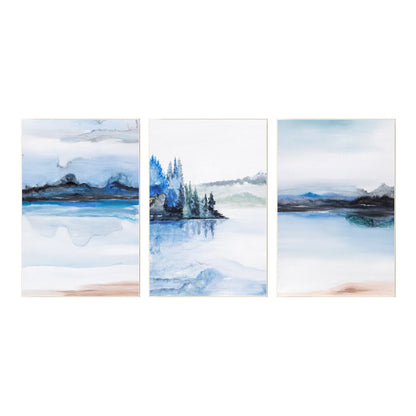 Blue Watercolor Mountain Painting Set: Original Canvas Wall Art #9
