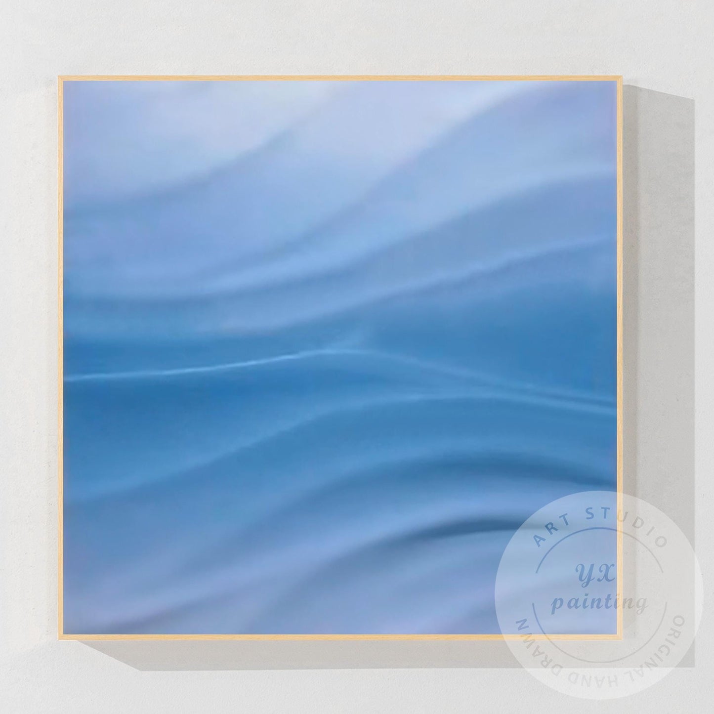Blue Wave Textured Abstract Painting | Ocean Wall Art | Modern Minimalist 3D Can #8
