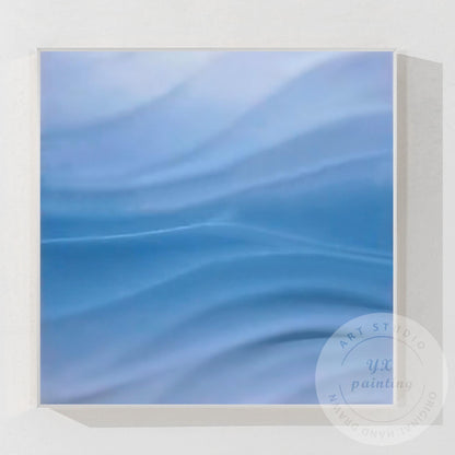Blue Wave Textured Abstract Painting | Ocean Wall Art | Modern Minimalist 3D Can #10