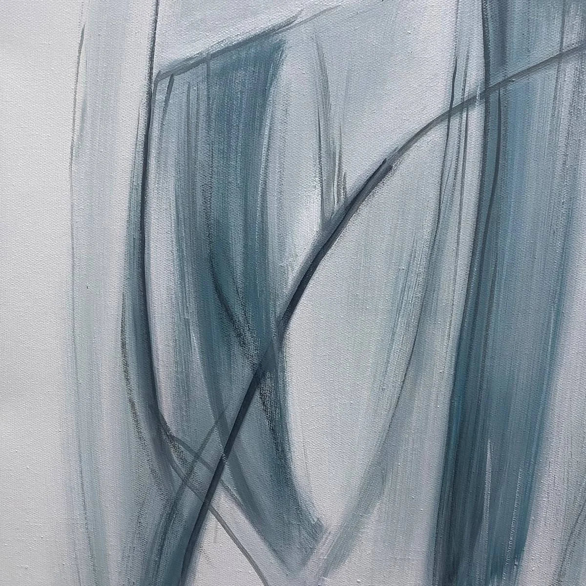 BLUE WHISPERS: Abstract Minimalist Oil Painting | rectangular format, hand-painted canvas edge