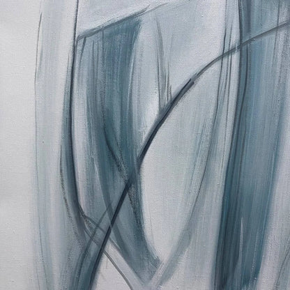 BLUE WHISPERS: Abstract Minimalist Oil Painting | rectangular format, hand-painted canvas edge