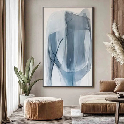 BLUE WHISPERS: Abstract Minimalist Oil Painting | rolled canvas, ready for custom framing