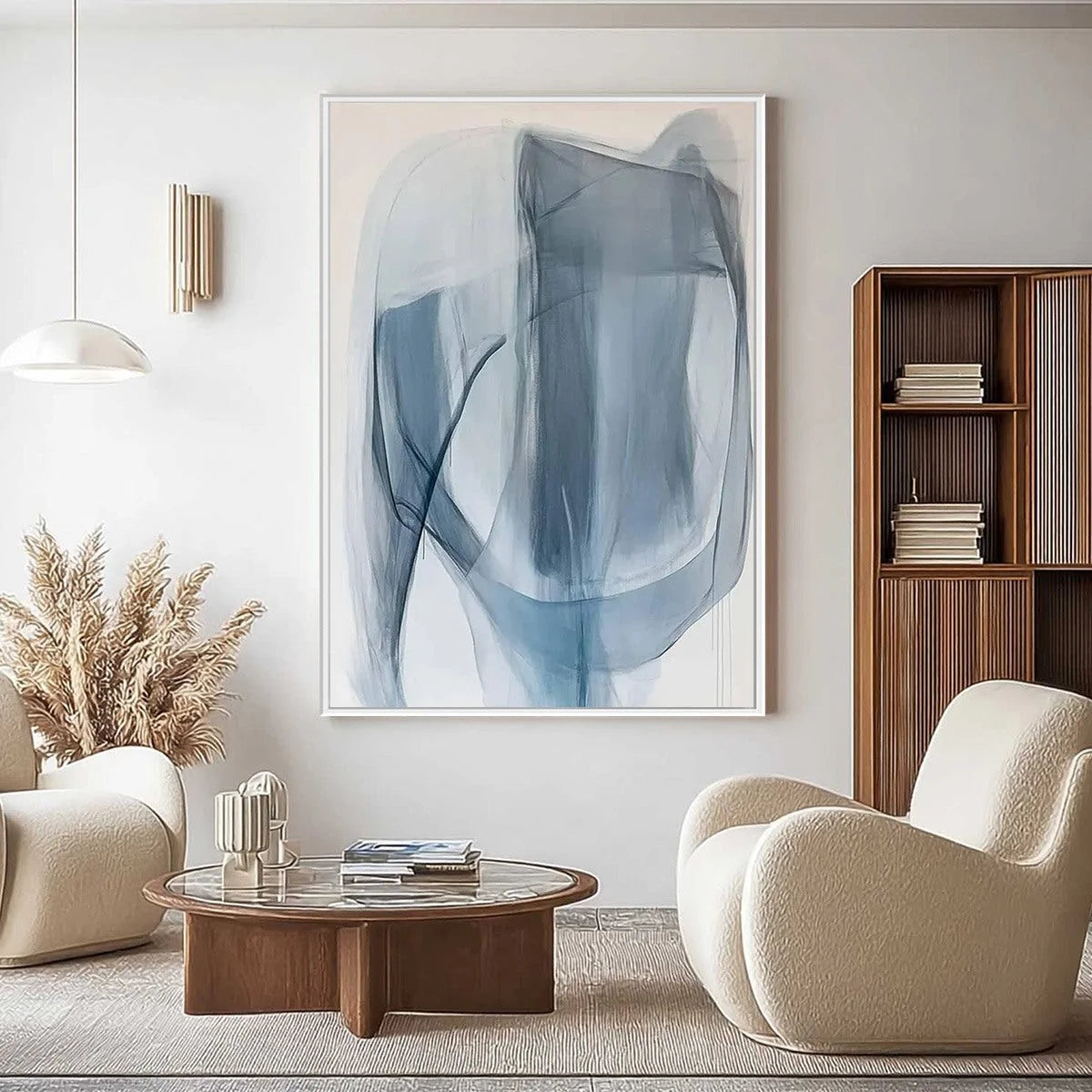 BLUE WHISPERS: Abstract Minimalist Oil Painting | blue palette, original bedroom art