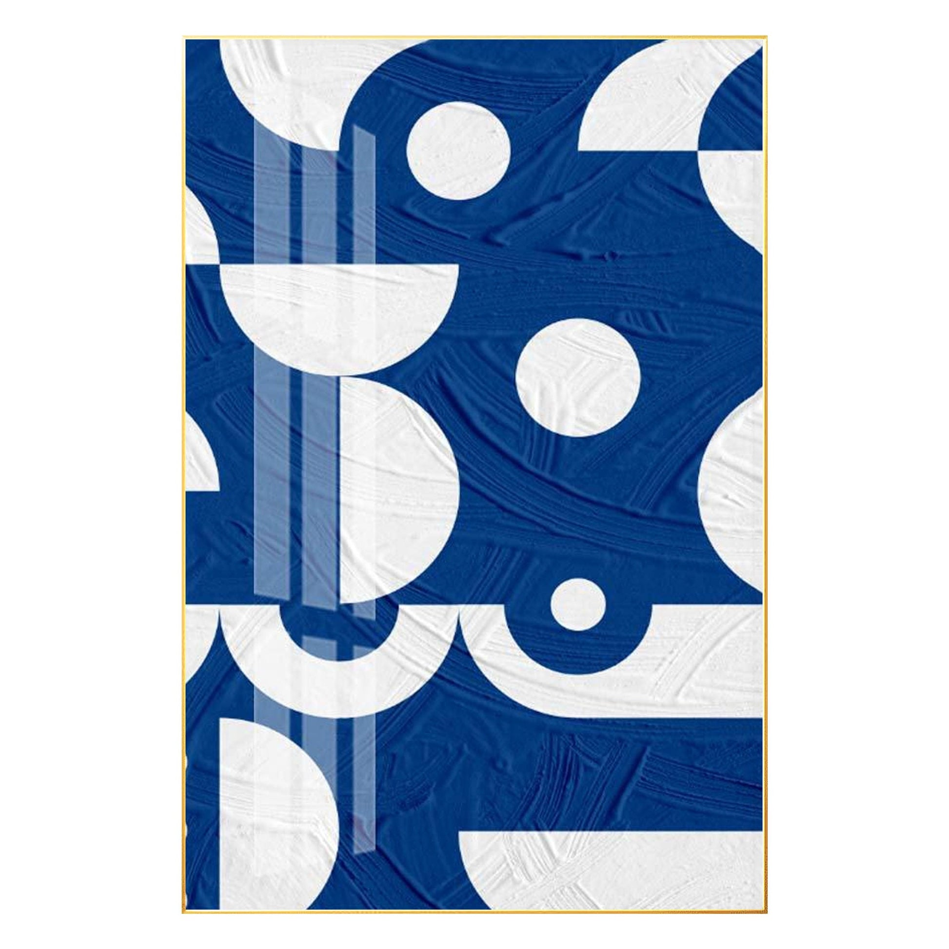 Blue White Geometric Painting on Canvas: Extra Large Minimalist Wall Art #6