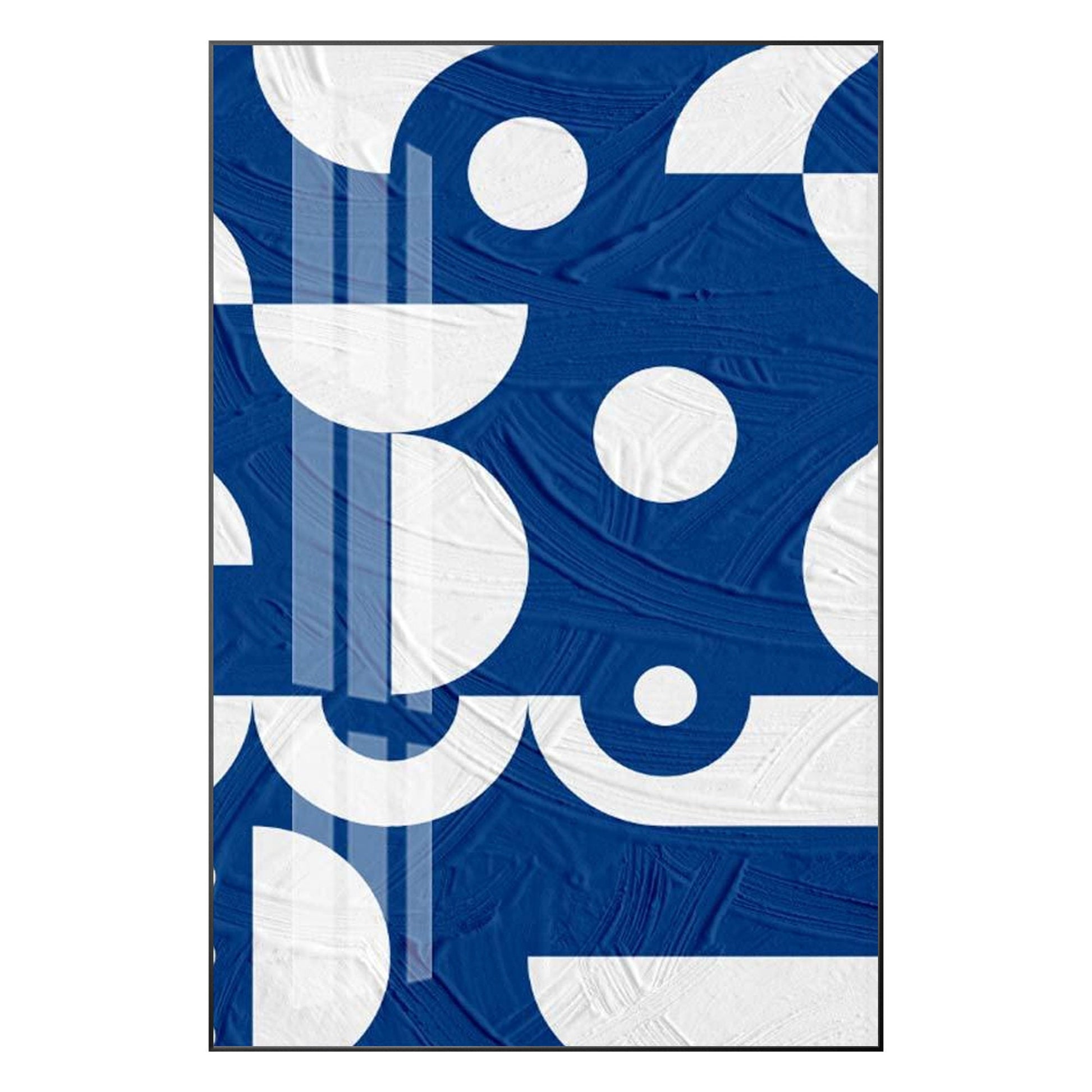 Blue White Geometric Painting on Canvas: Extra Large Minimalist Wall Art #8