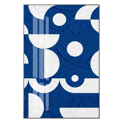 Blue White Geometric Painting on Canvas: Extra Large Minimalist Wall Art #8