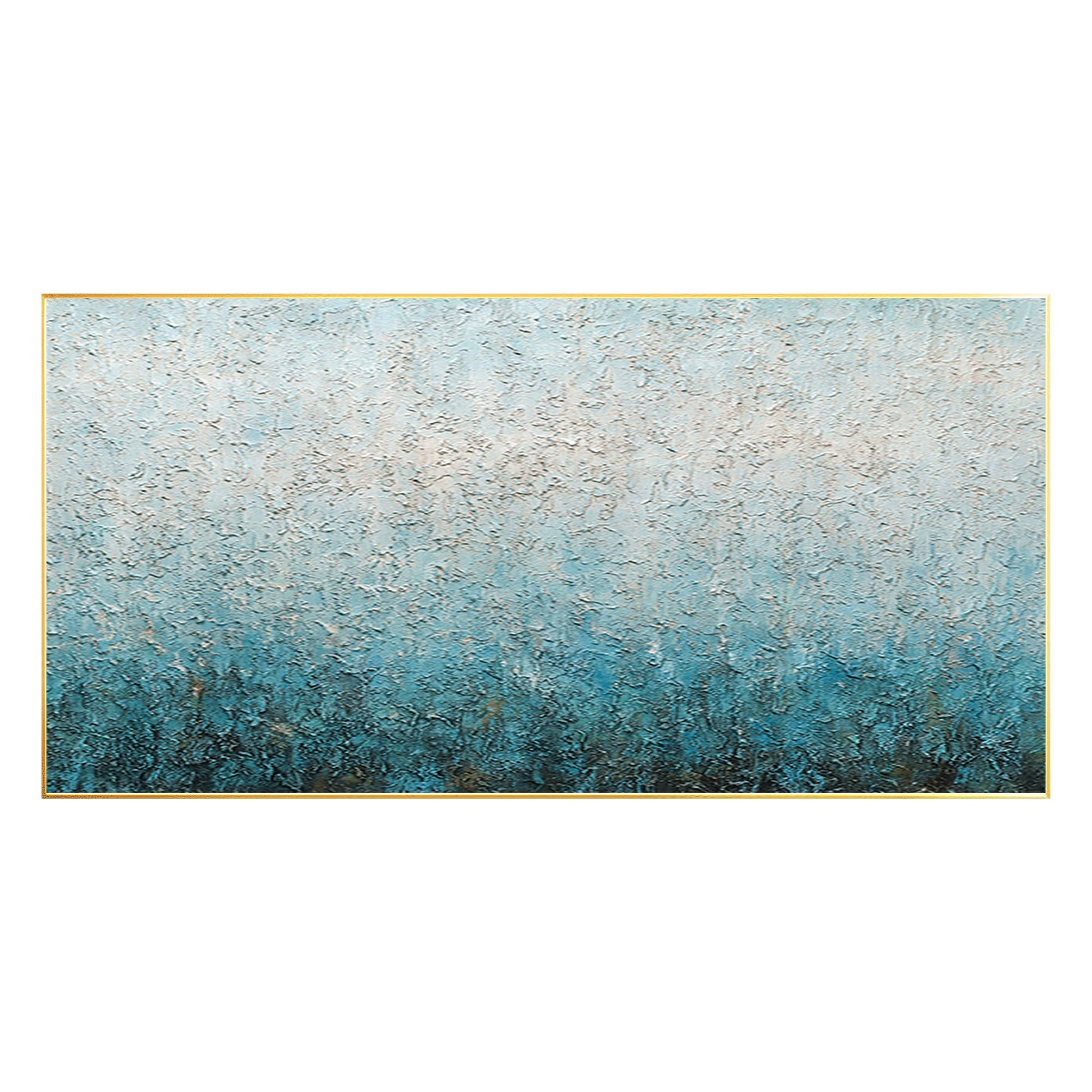 Blue White Heavy Texture Abstract Painting: Extra Large Framed Canvas Wall Art #7