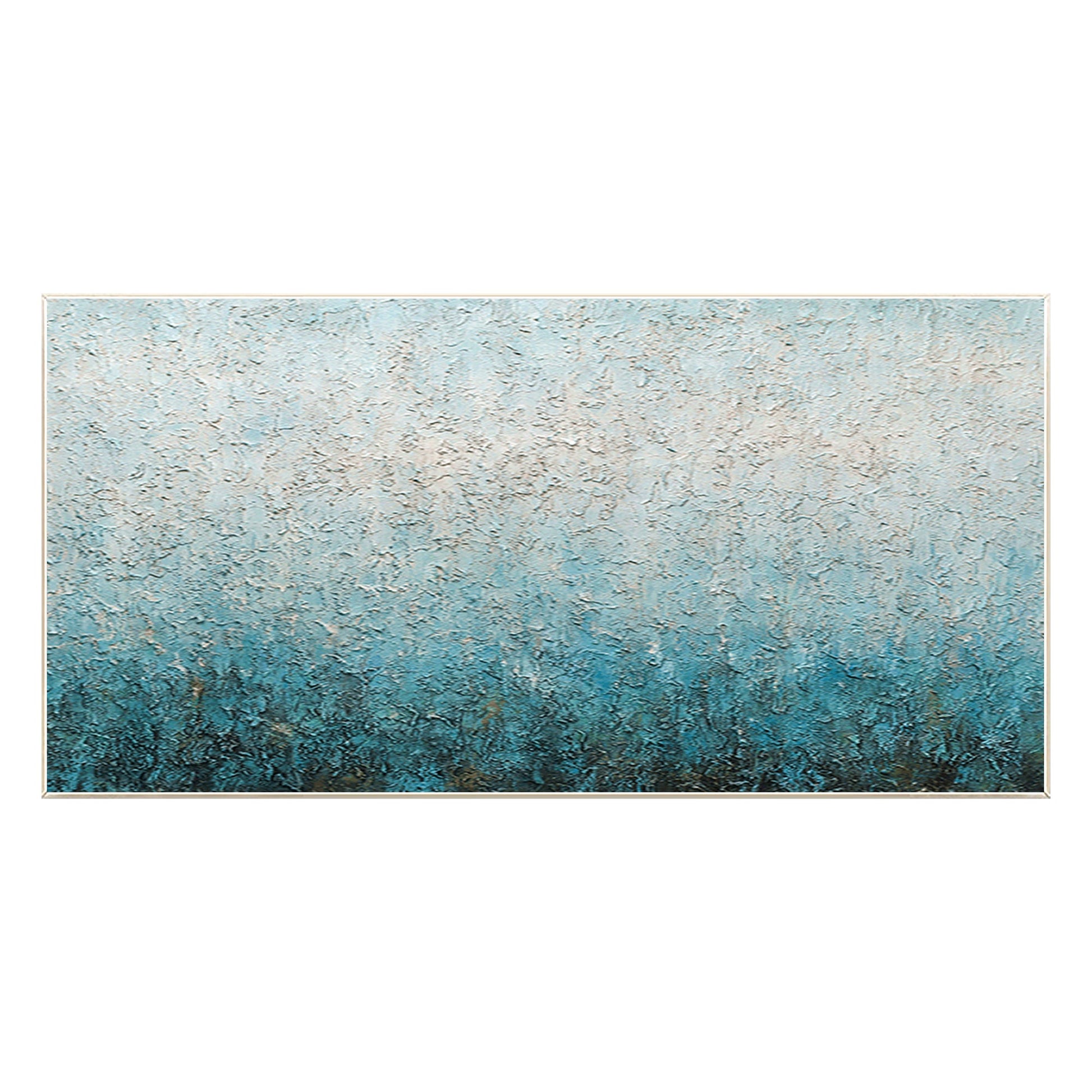 Blue White Heavy Texture Abstract Painting: Extra Large Framed Canvas Wall Art #8