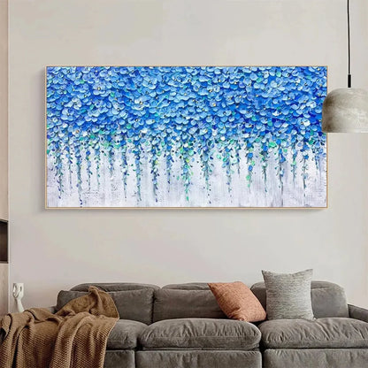BLUE WISTERIA: Textured Impasto Blue Floral Painting | Abstract closeup, raised brushwork detail