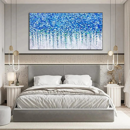 BLUE WISTERIA: Textured Impasto Blue Floral Painting | blue palette, original Hand-painted on premium stretched canvas with artist-grade oils; rich layered surface creates a luminous, sculptural, a...