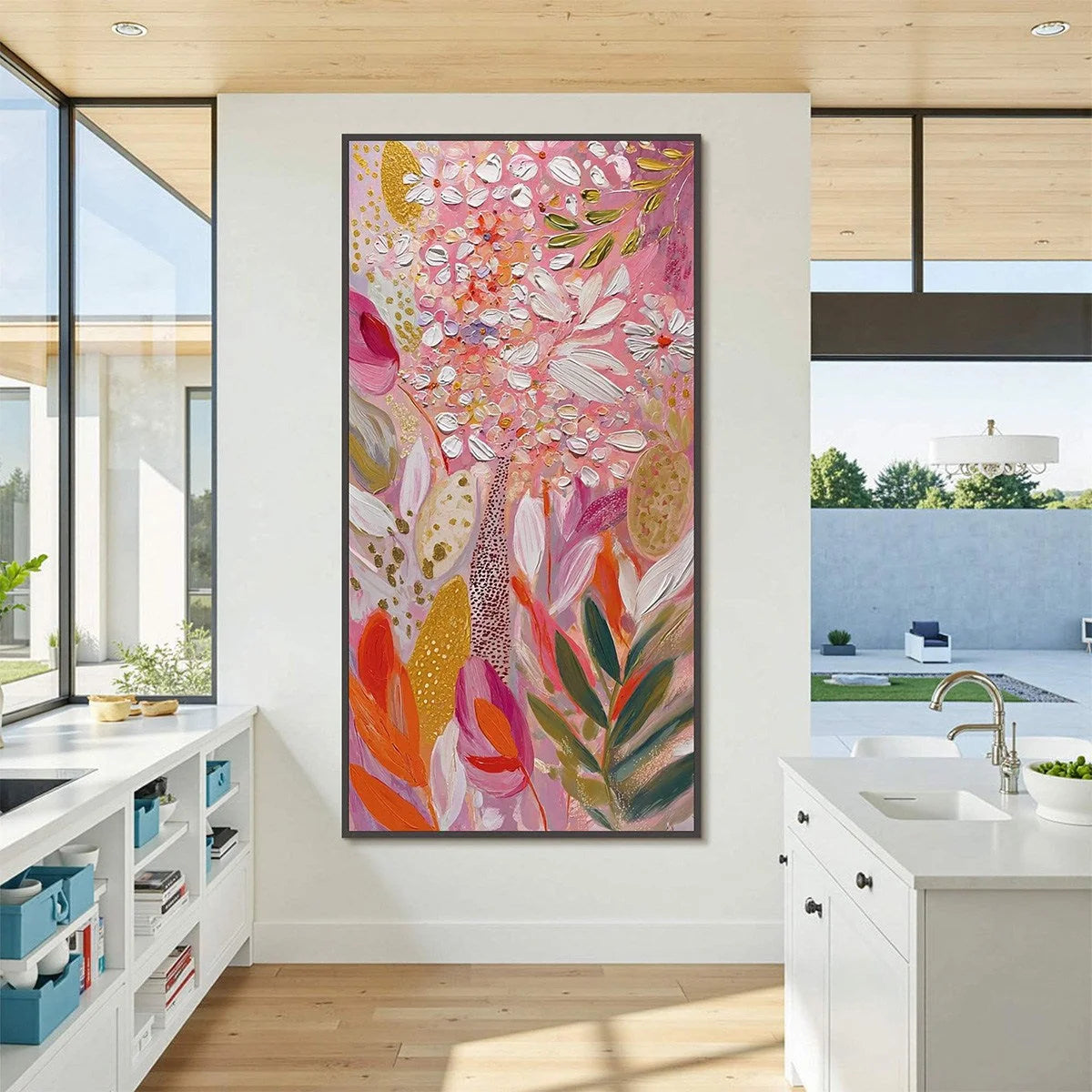 BLUSHING BLOOM: Textured Floral Impasto Oil Painting | Abstract closeup, raised brushwork detail