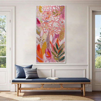 BLUSHING BLOOM: Textured Floral Impasto Oil Painting | Abstract mood, soft natural light studio shot