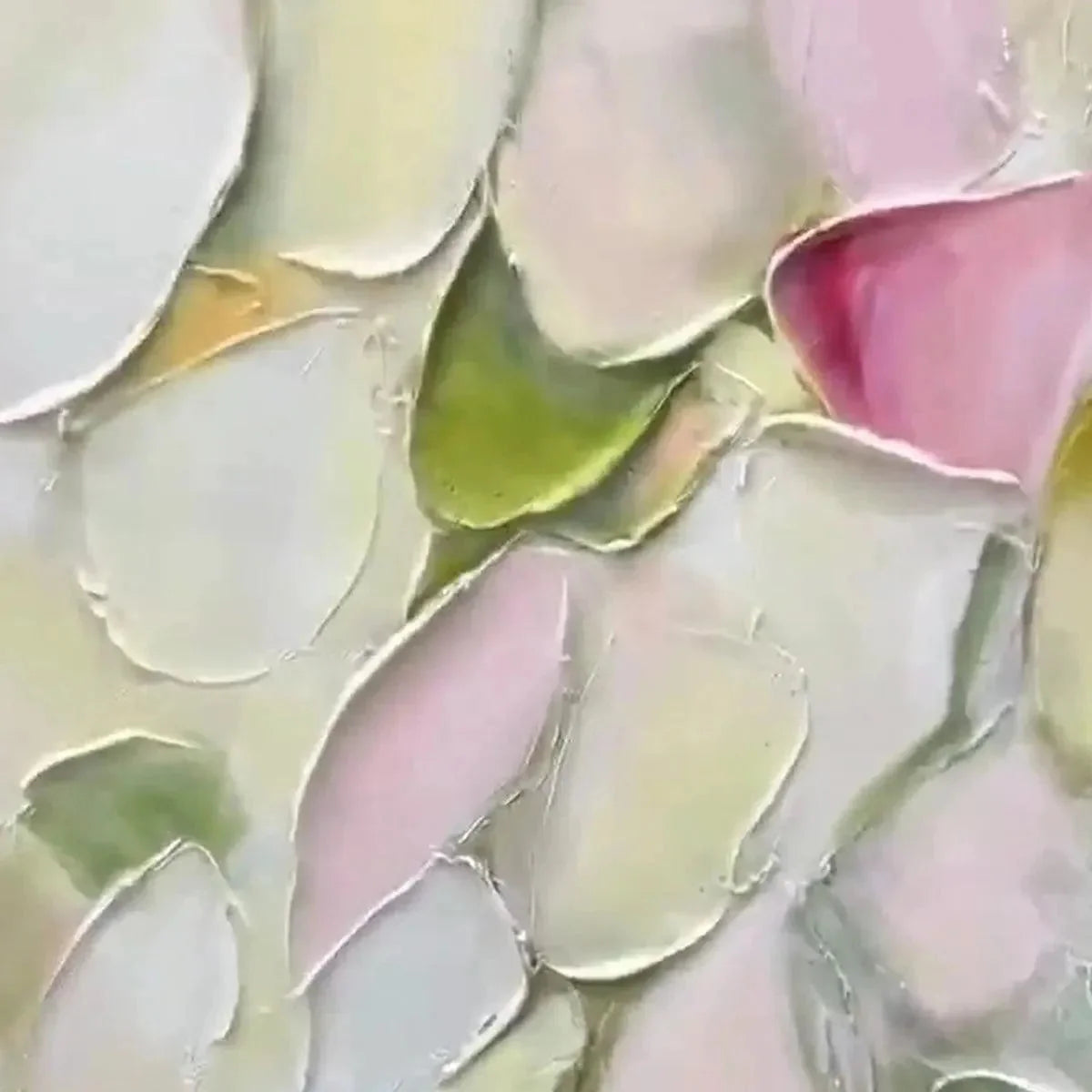 BLUSHING BLOOMS: Textured Abstract Floral Painting, Pastel Pink and Green Wall Art, Vertical Canvas, Impasto Decor | rectangular format, hand-painted canvas edge