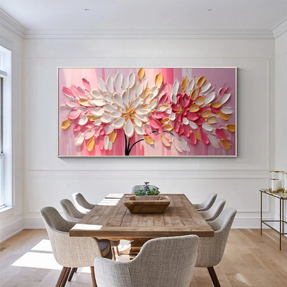 BLUSHING BLOOMS: Textured Impasto Floral Oil Painting | textured impasto closeup, raised brushwork detail