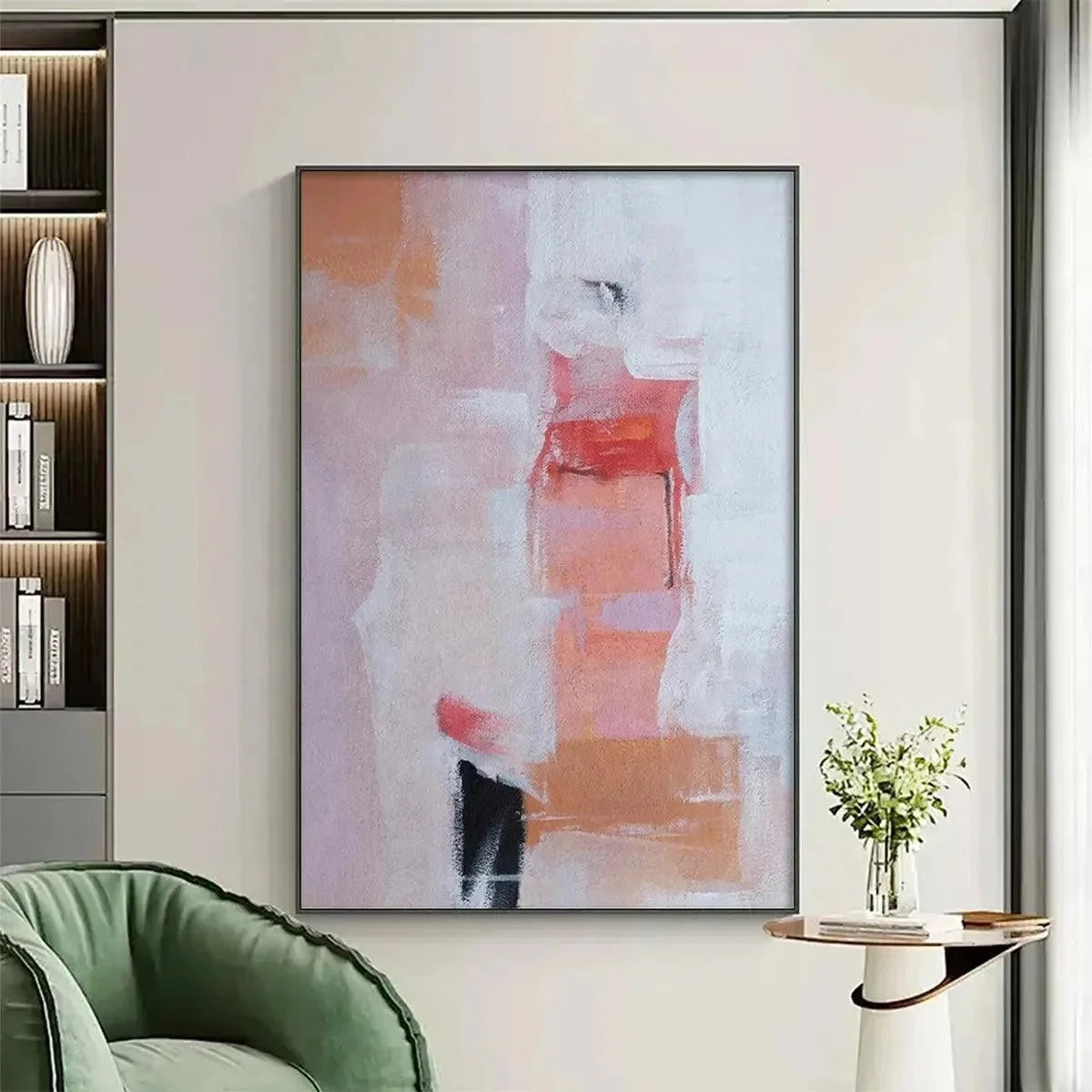 BLUSHING DAWN: Pink Abstract Painting, Textured Wabi Sabi | wabi sabi closeup, raised brushwork detail